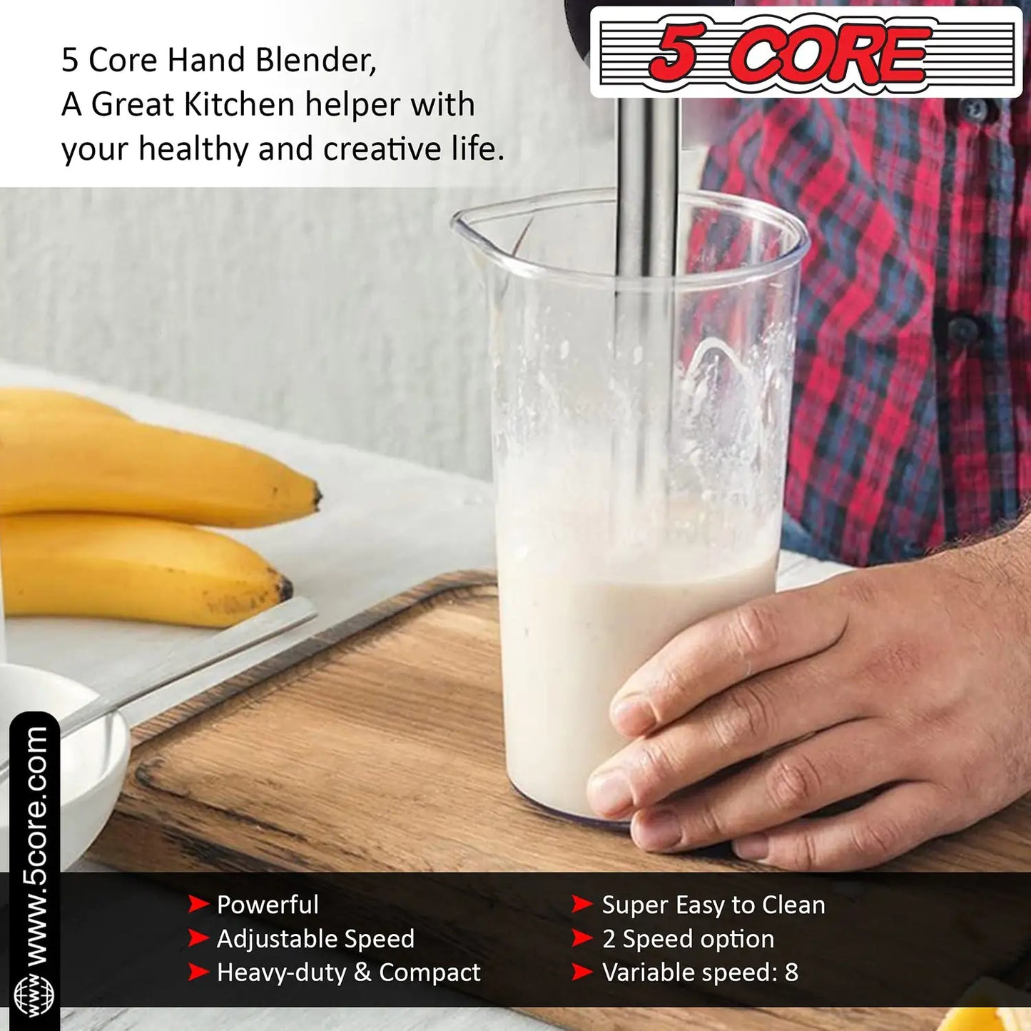 5 Core Immersion Hand Blender Handheld Mixer