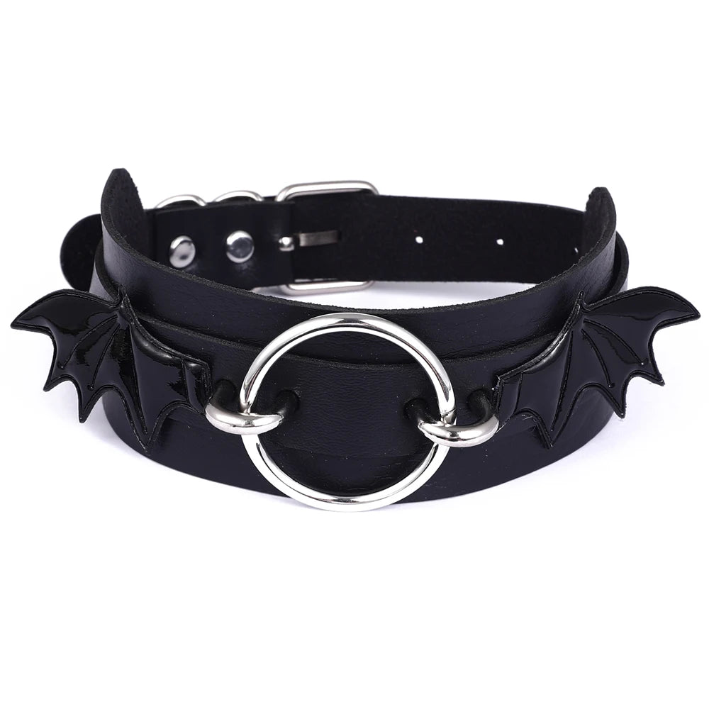 Black Leather Bat Choker