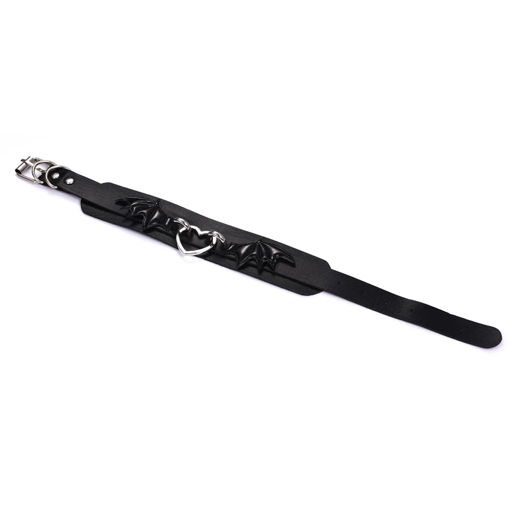 Black Leather Bat Choker