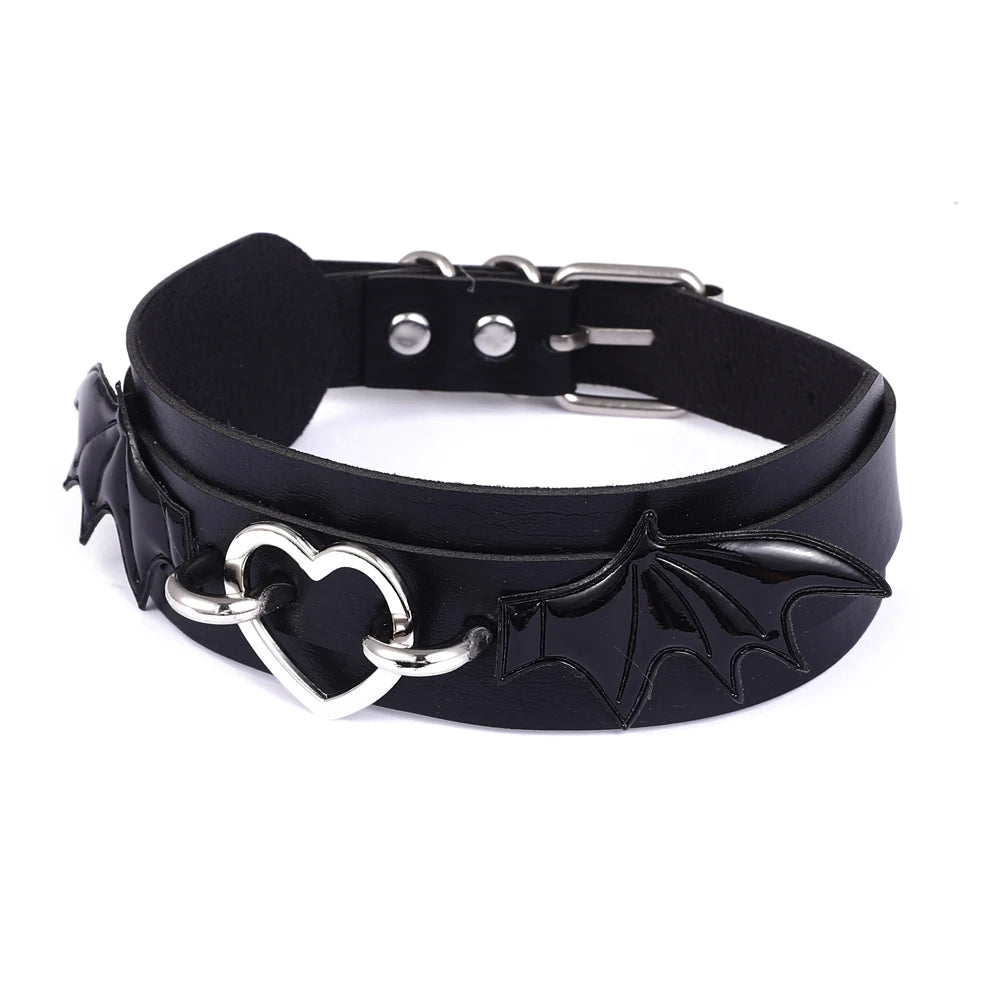 Black Leather Bat Choker