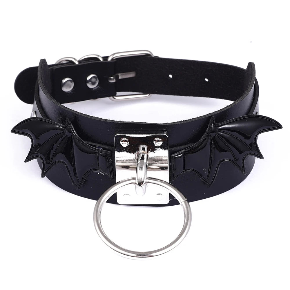Black Leather Bat Choker