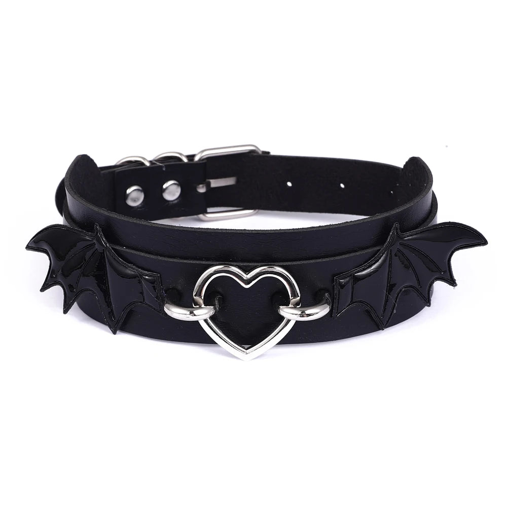 Black Leather Bat Choker