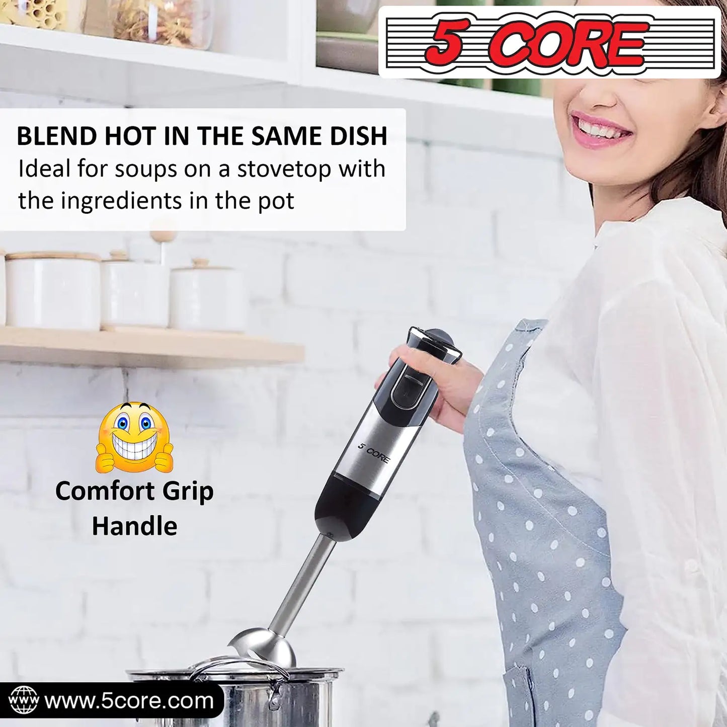 5 Core Immersion Hand Blender Handheld Mixer