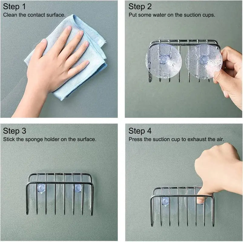 Self-Draining Sponge Holder With Suction Cup
