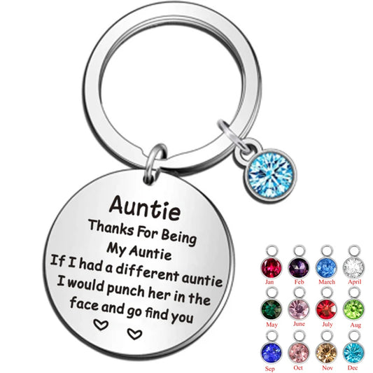 Aunt/Niece Keychain With Birthstone