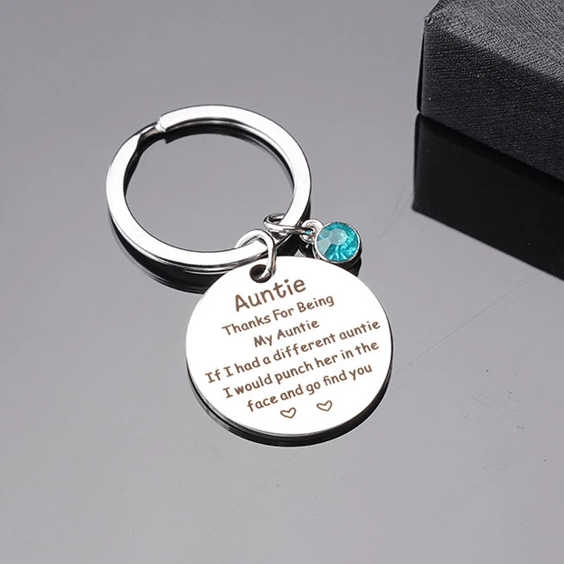 Aunt/Niece Keychain With Birthstone