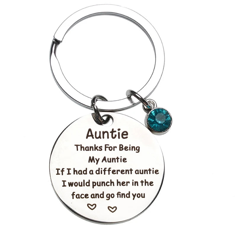 Aunt/Niece Keychain With Birthstone