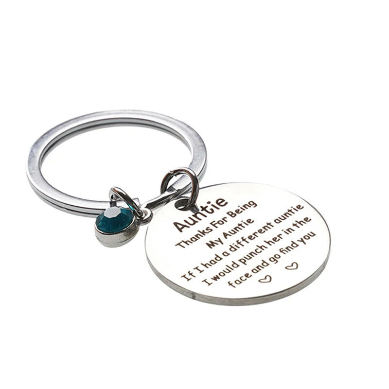 Aunt/Niece Keychain With Birthstone