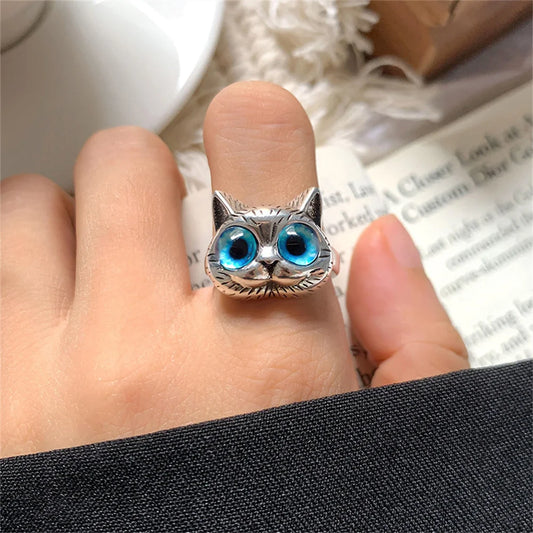 Cute Silver Cat Ring