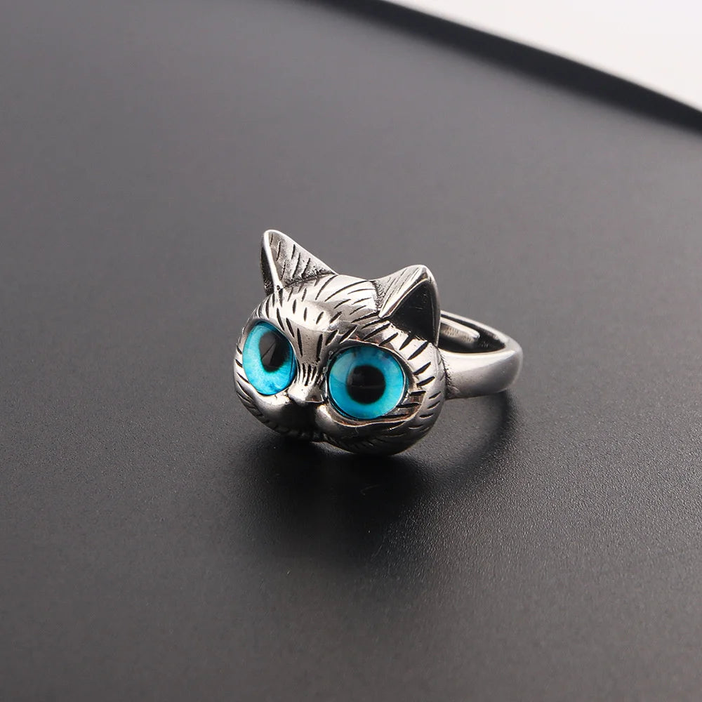 Cute Silver Cat Ring