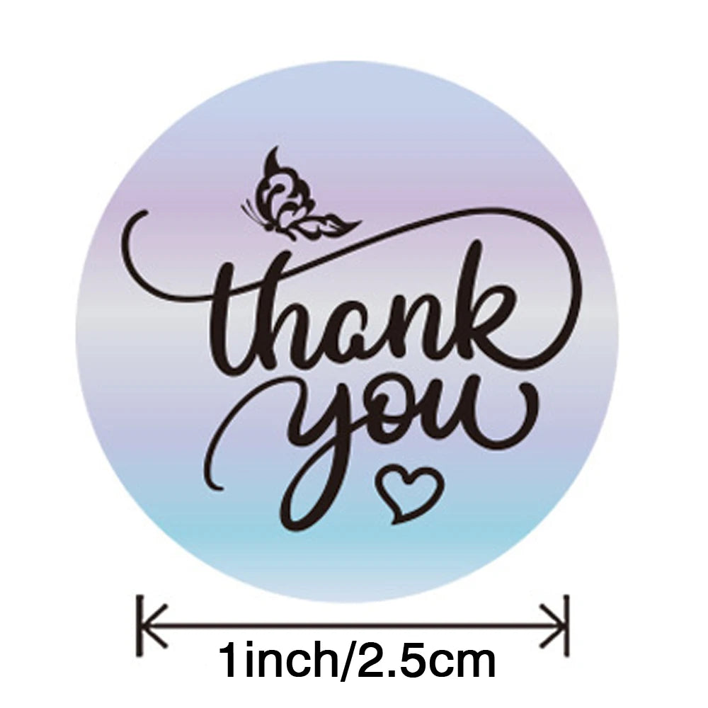 Rainbow Laser Thank You Stickers