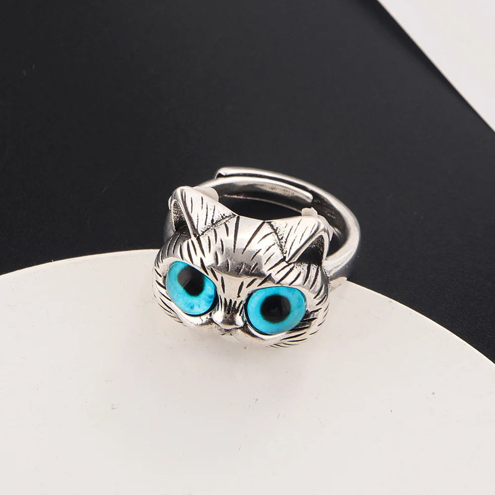 Cute Silver Cat Ring