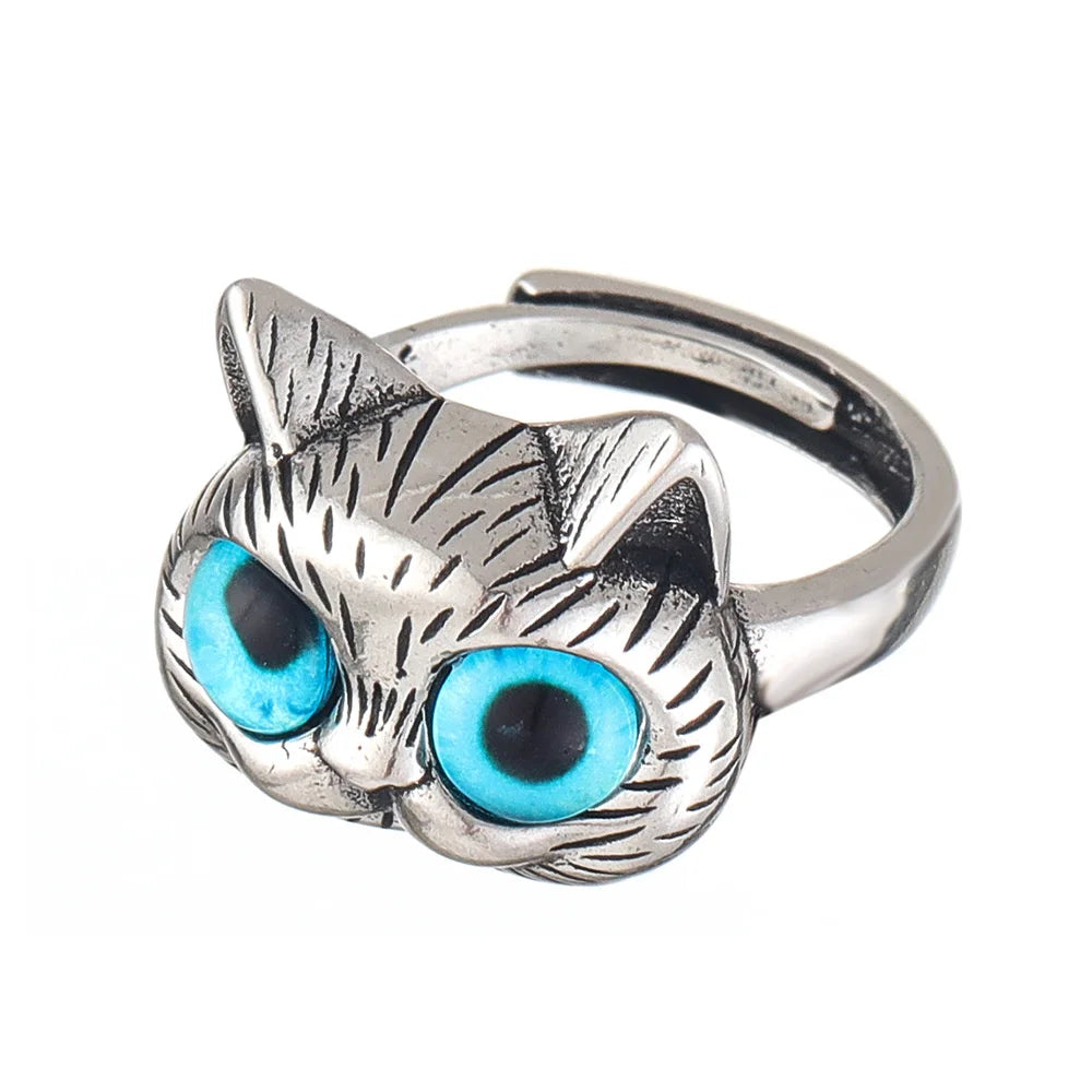 Cute Silver Cat Ring