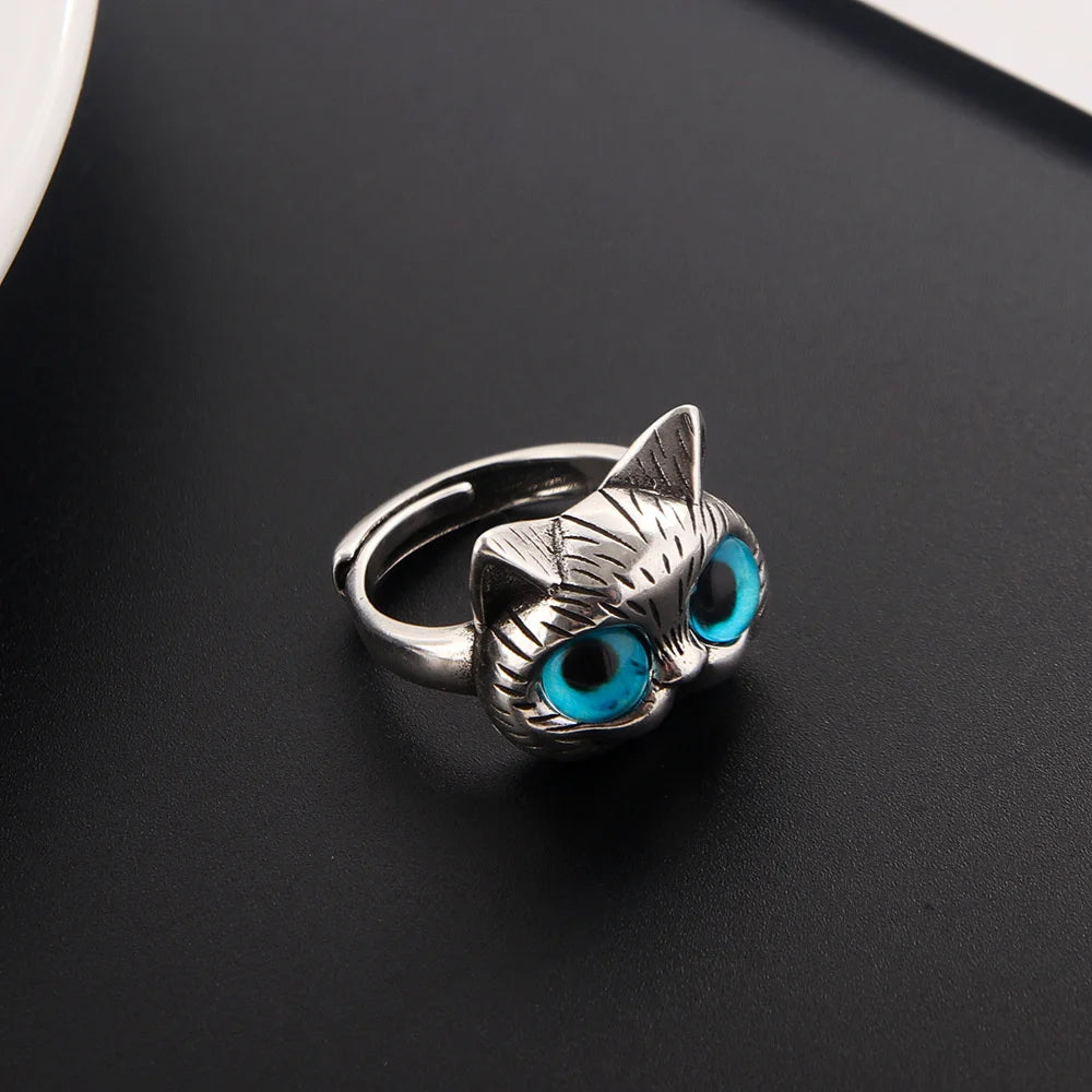 Cute Silver Cat Ring