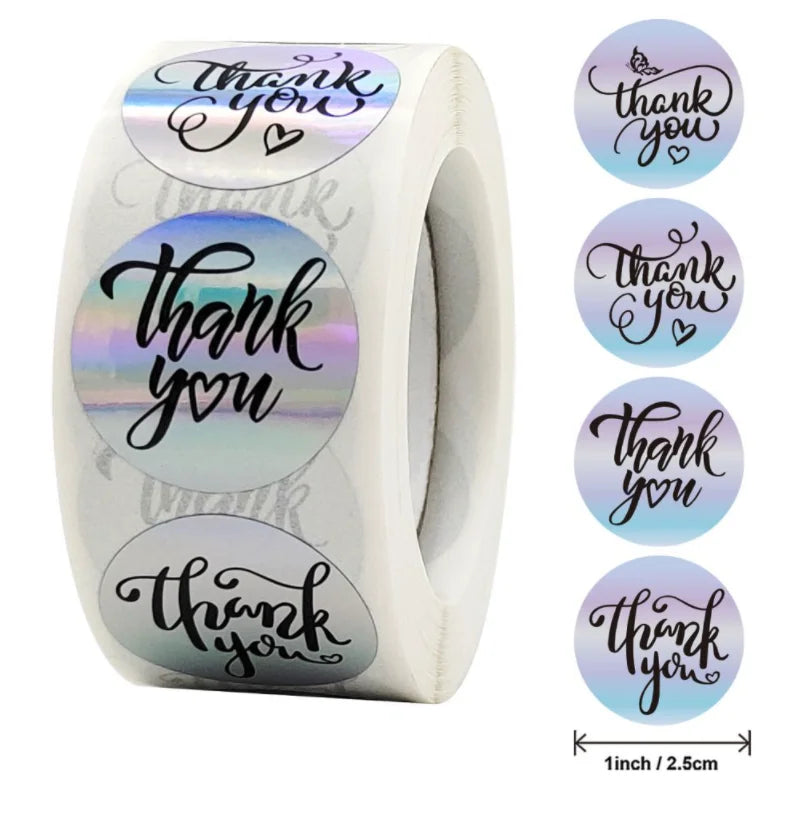 Rainbow Laser Thank You Stickers