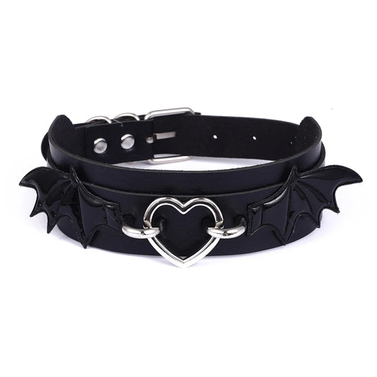 Black Leather Bat Choker