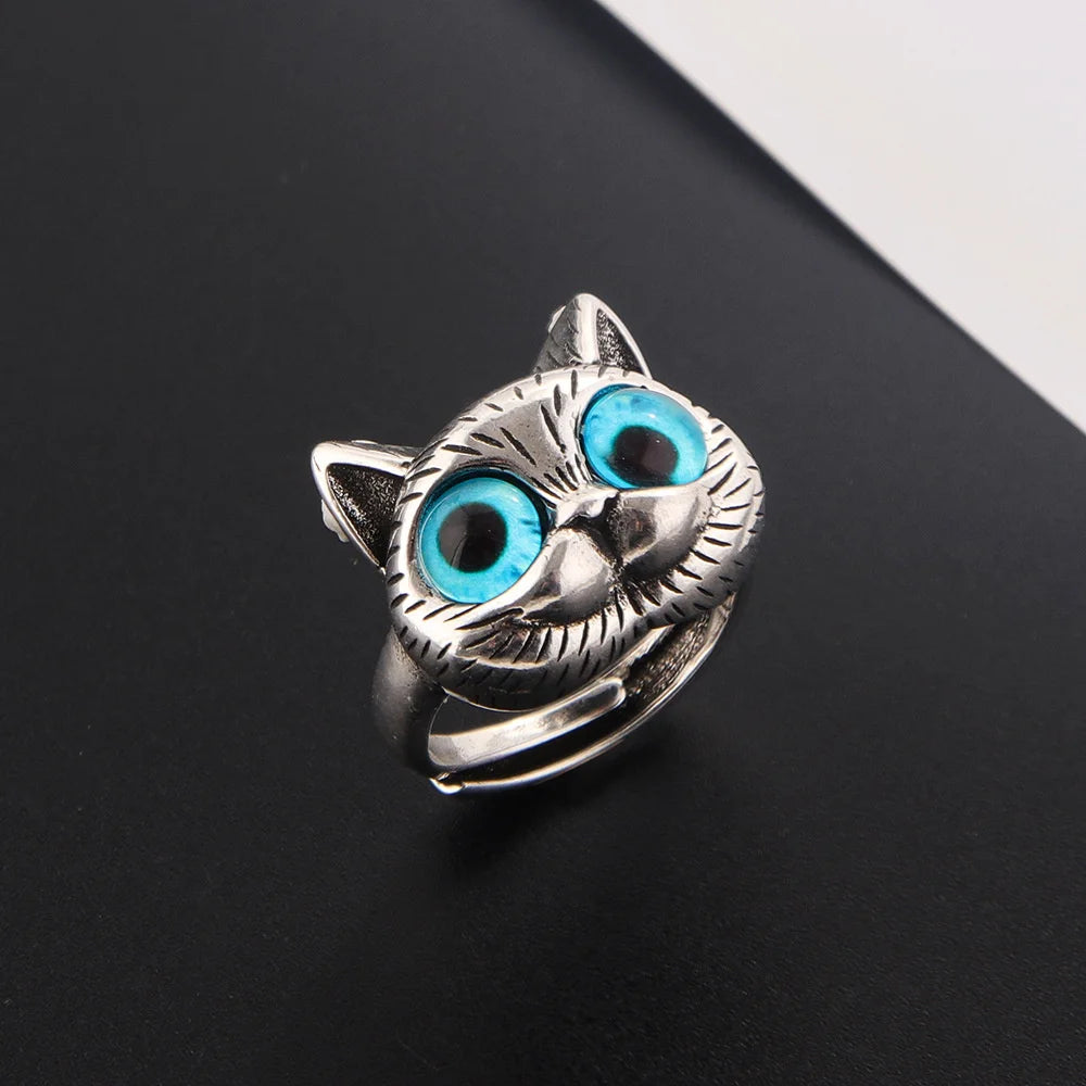 Cute Silver Cat Ring