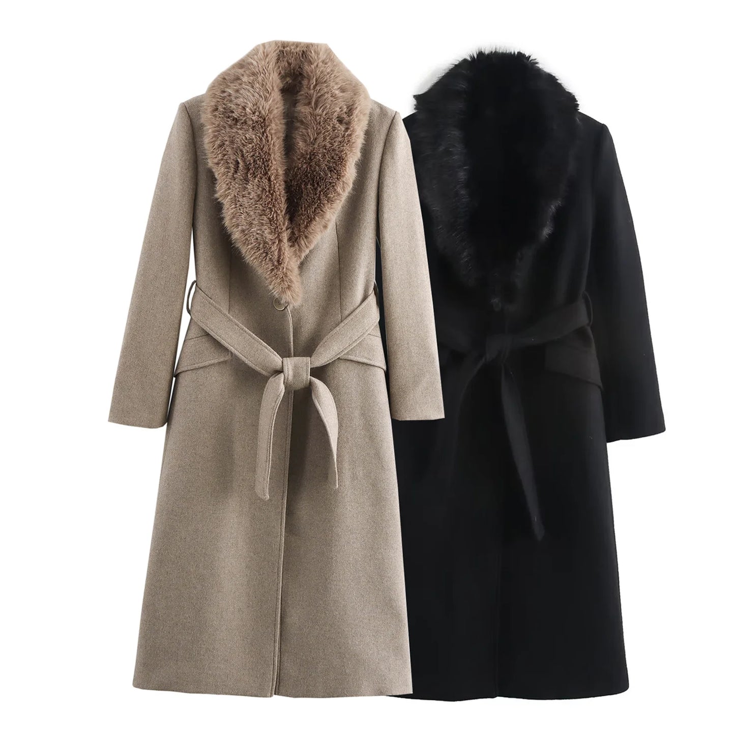 Fur Collar Woolen Coat