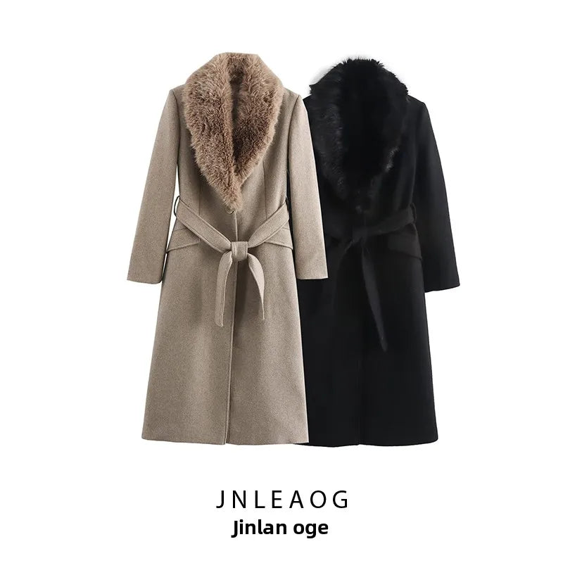 Fur Collar Woolen Coat