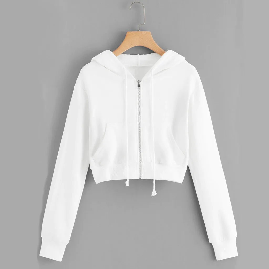 Longsleeve White Zip Up Hoodie